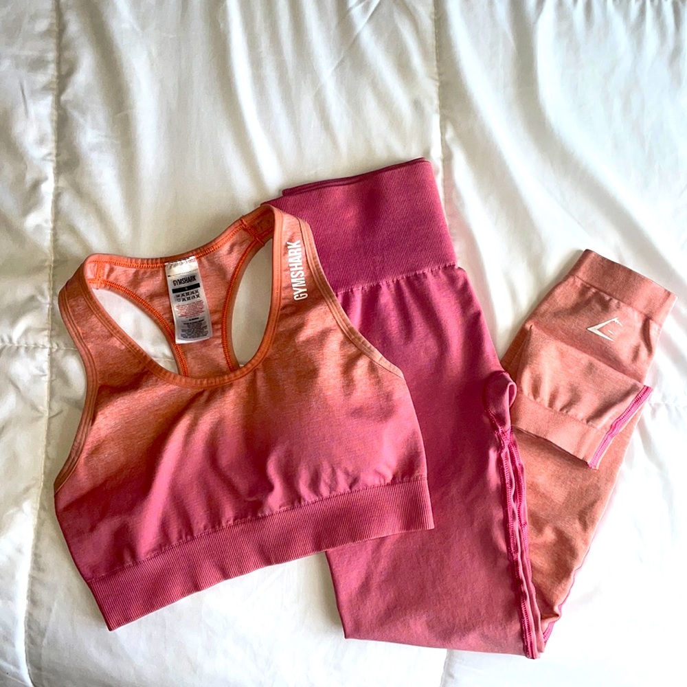 Gymshark adapt ombré seamless sports bra and leggings  matching set size small